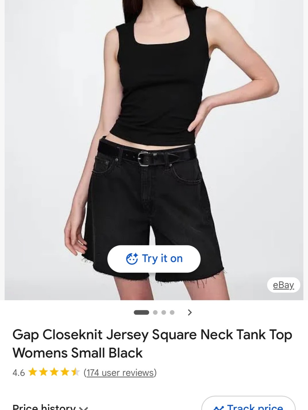 GAP Black close knit Square Neck Tank